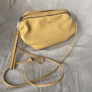 T Tahari Karla Canary Yellow Pebble Leather Bag
